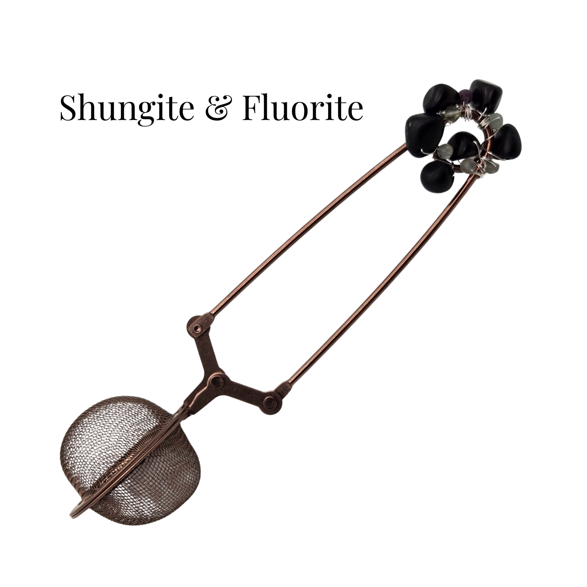 Shungite & Fluorite Crystal Tea Strainer — Grounding & Clarity